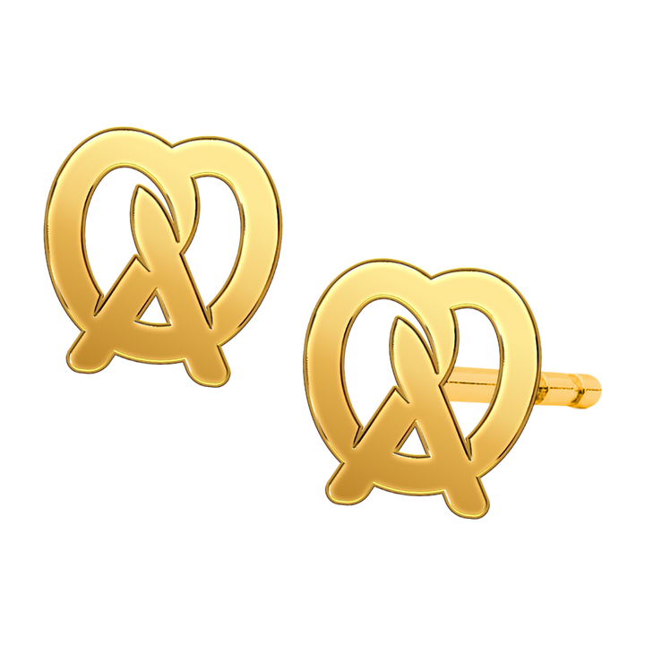 Pretzel Stud Earrings - Goldtone