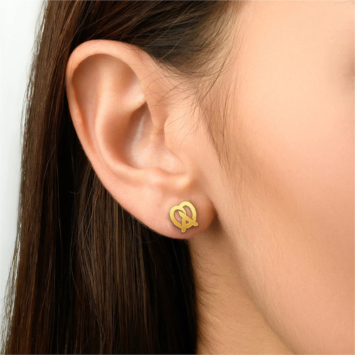 Pretzel Stud Earrings - Goldtone